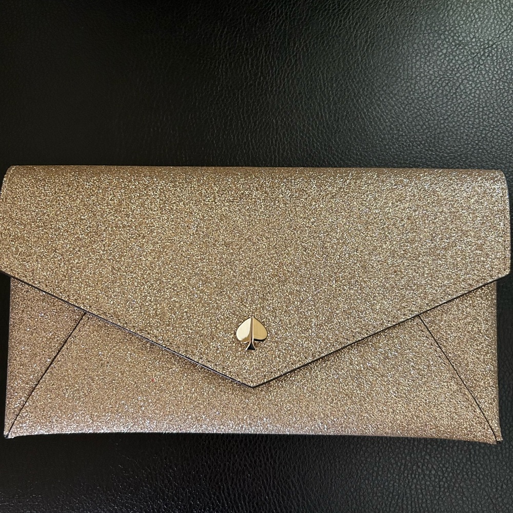 KATE SPADE ENVELOPE GOLD SPARKLE HANDBAG.